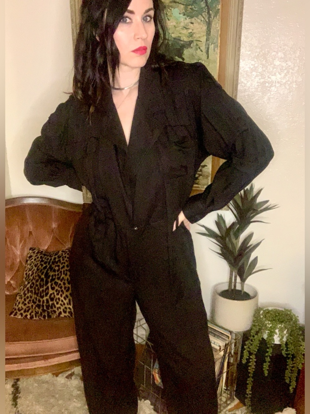 Vintage Ann Taylor Black Utility-Style Jumpsuit
